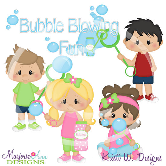 Bubble Blowing Friends LS SVG Cutting Files+Clipart - Click Image to Close